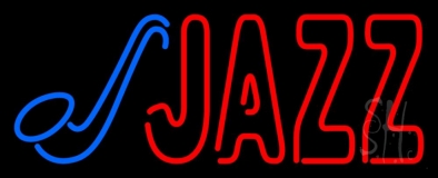 Blue Saxophone Red Jazz Block 2 Neon Sign