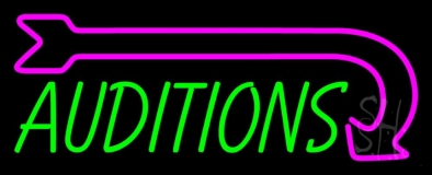 Green Auditions Arrow Neon Sign