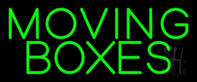 Green Block Moving Boxes Neon Sign