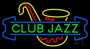 Green Club Jazz Block With Saxophone 1 Neon Sign