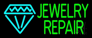 Green Jewelry Repair Block Neon Sign