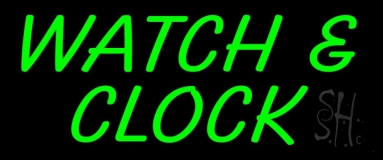 Green Watch And Clock Neon Sign