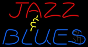 Red Jazz And Blue Blues Block Neon Sign