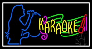 Karaoke Lady Singing Neon Sign