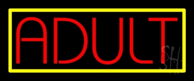 Red Adult With Yellow Border Neon Sign