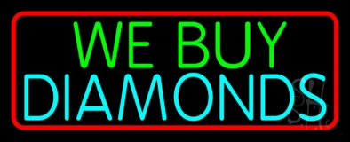 Red Border We Buy Diamonds Neon Sign