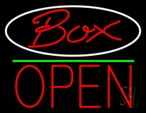 Red Box With Oval With Open 1 Neon Sign