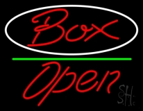Red Box With Oval With Open 2 Neon Sign
