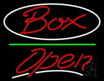 Red Box With Oval With Open 3 Neon Sign