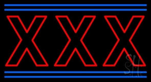 Red Xxx Blue Lines Neon Sign