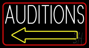 White Auditions Arrow Neon Sign