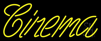 Yellow Cursive Cinema Neon Sign