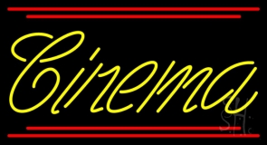 Yellow Cursive Cinema With Line Neon Sign