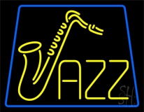 Yellow Jazz With Saxophone 2 Neon Sign