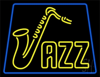 Yellow Jazz With Saxophone Neon Sign