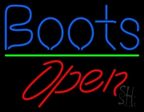 Blue Boots Open With Line Neon Sign
