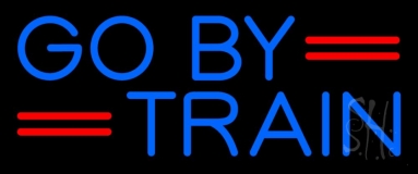 Blue Go By Train Neon Sign