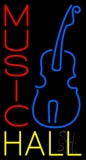 Blue Guitar And Vertical Music Hall Neon Sign