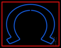 Blue Horseshoe With Border Neon Sign