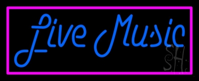 Blue Live Music Pink Border 1 Neon Sign
