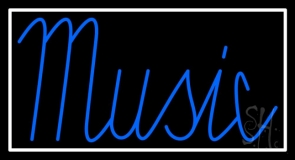 Blue Music Cursive Neon Sign