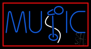 Blue Music Mike Neon Sign
