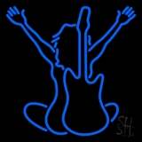 Blue Music Silhouette Neon Sign