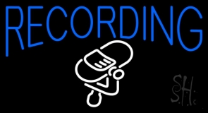 Blue Recording White Logo Block Neon Sign