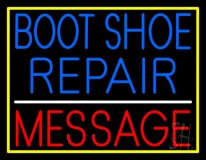 Custom Blue Boot Shoe Repair Block Neon Sign