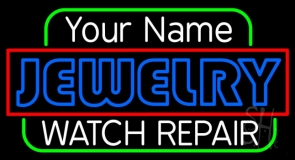 Custom Blue Jewelry Watch Repair Neon Sign