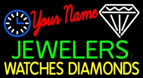 Custom Green Jewelers Yellow Watches Diamond Neon Sign