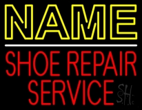 Custom Red Shoe Repair Service With Line Neon Sign