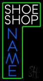 Custom White Shoe Shop With Green Border Neon Sign