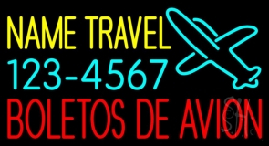 Custom Travel Boletos De Avion Neon Sign