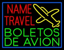 Custom Travel Boletos De Avion With Border Neon Sign