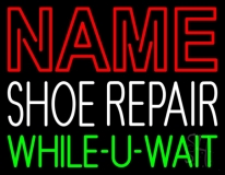 Custom White Shoe Repair Green While You Wait Neon Sign
