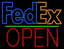 Fedex Logo With Open 1 Neon Sign