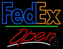 Fedex Logo With Open 3 Neon Sign