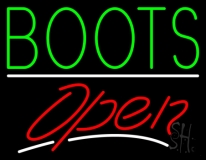 Green Boots Open Neon Sign