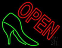 Green Shoe Open Neon Sign