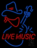 Red Live Music With Logo Block Neon Sign