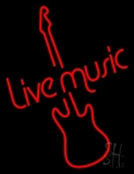 Red Live Music Guitar Neon Sign