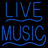 Live Music In Blue Neon Sign