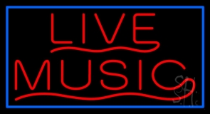 Live Music In Red Neon Sign
