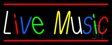 Live Music With Red Line Neon Sign