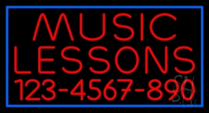 Music Lessons With Phone Number Neon Sign