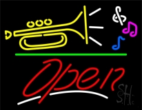 Music Open Green Line Neon Sign