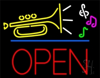 Music Red Open Blue Line 2 Neon Sign