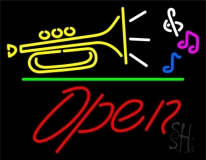 Music Red Open Green Line 1 Neon Sign