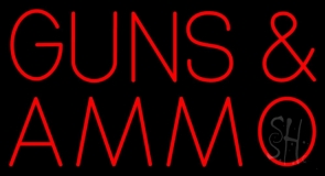 Red Guns And Ammo Block Neon Sign